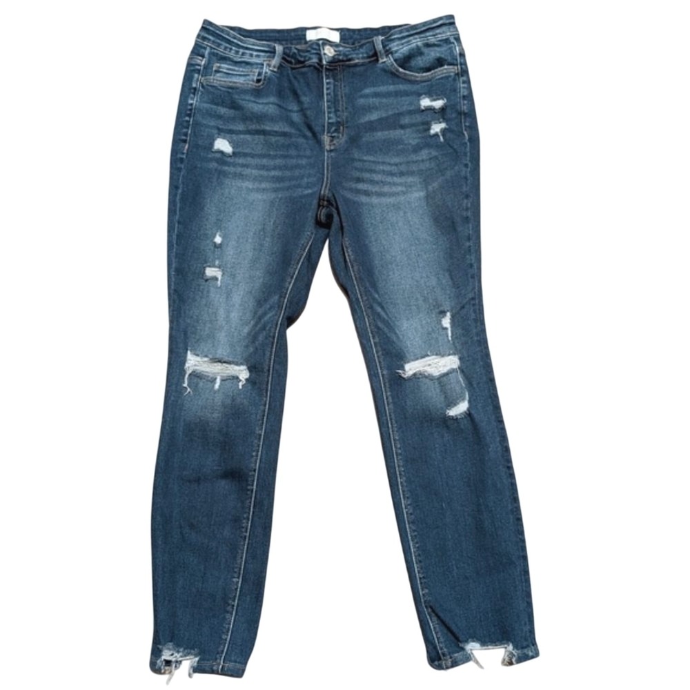 Vervet Blue Jeans Plus‎ 16 Skinny Leg Ripped Distressed Starch Denim Pants